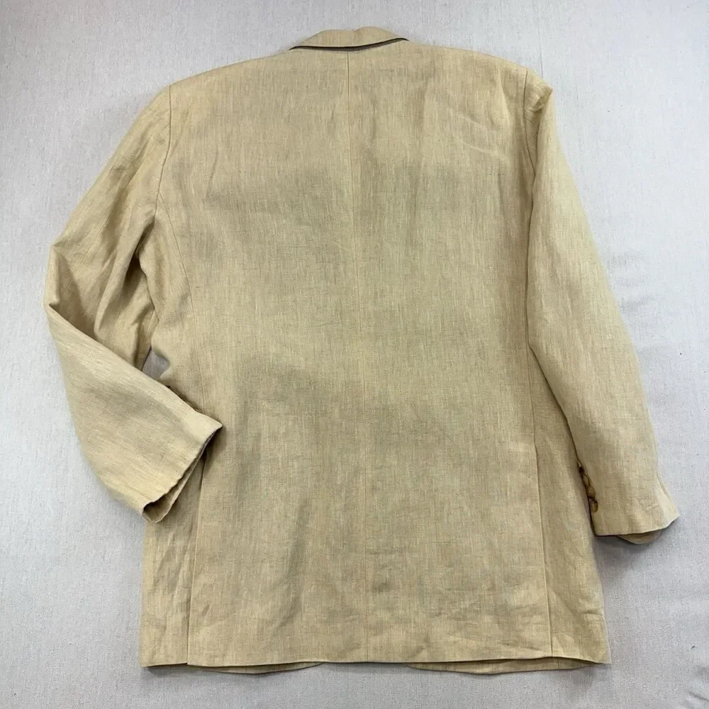 John W Nordstrom Linen Sport Coat Blazer Beige Tan 3 Button Italy Fabric Mens 42